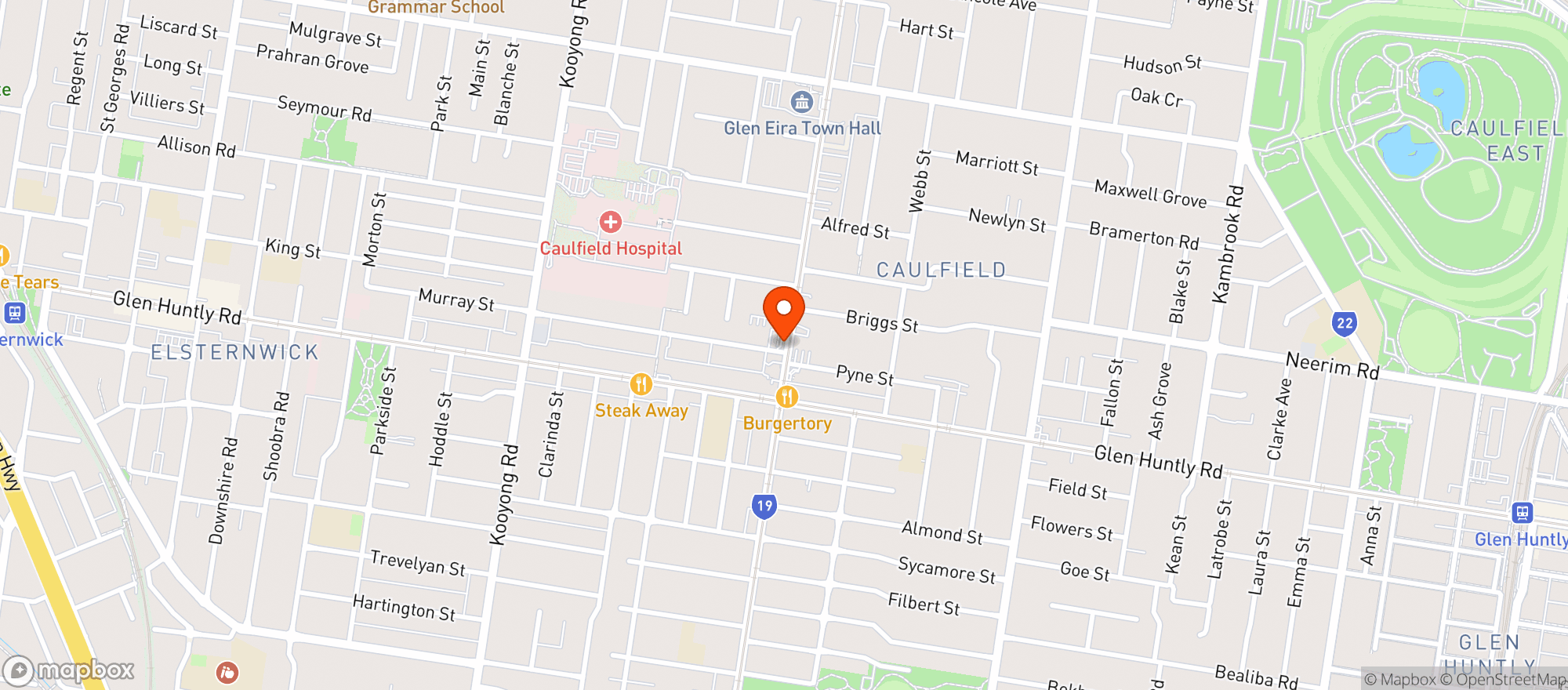 Map showing Woolworths Metro - Caulfield South Metro
