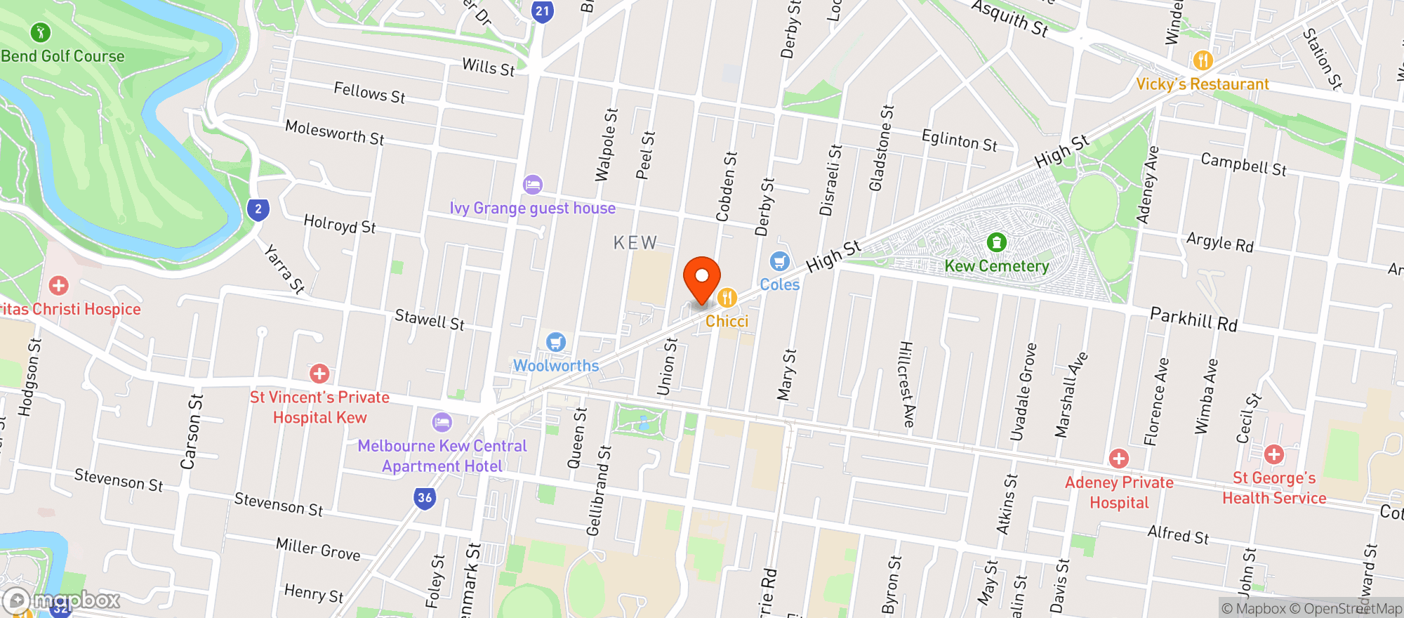Map showing Kew Dan Murphys