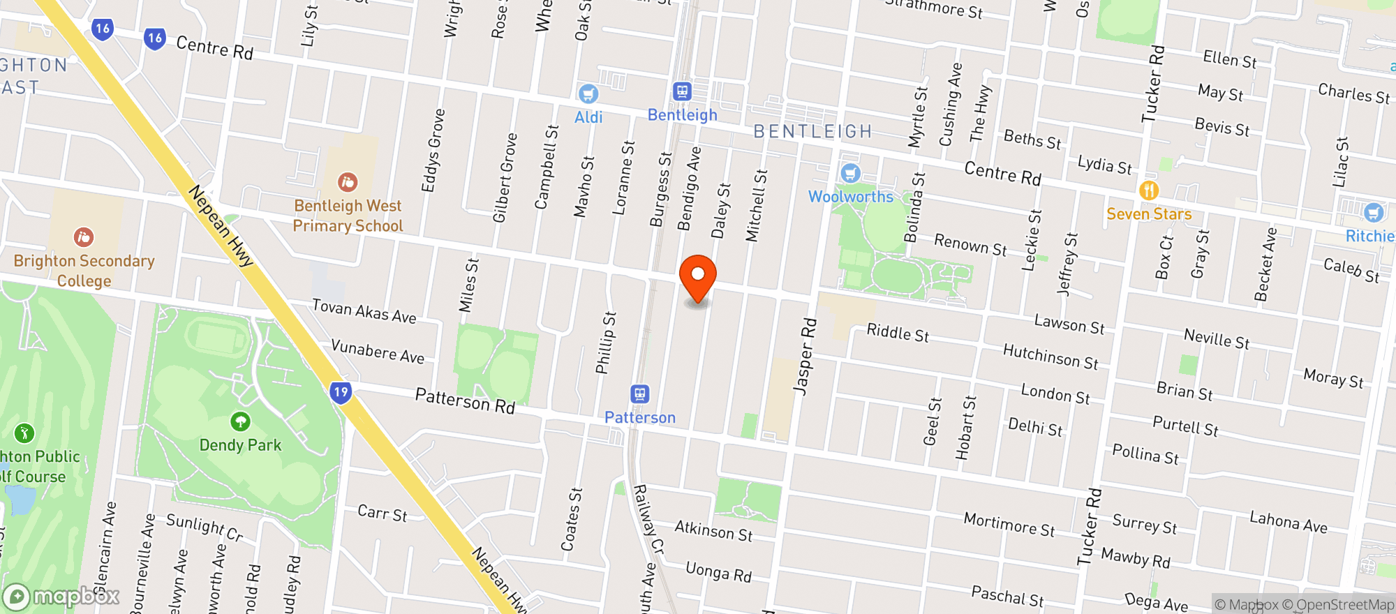 Map showing Cellars Bentleigh
