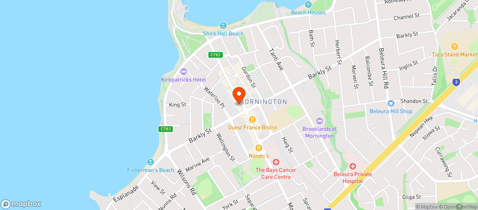 Map showing Liquorland Warehouse Mornington
