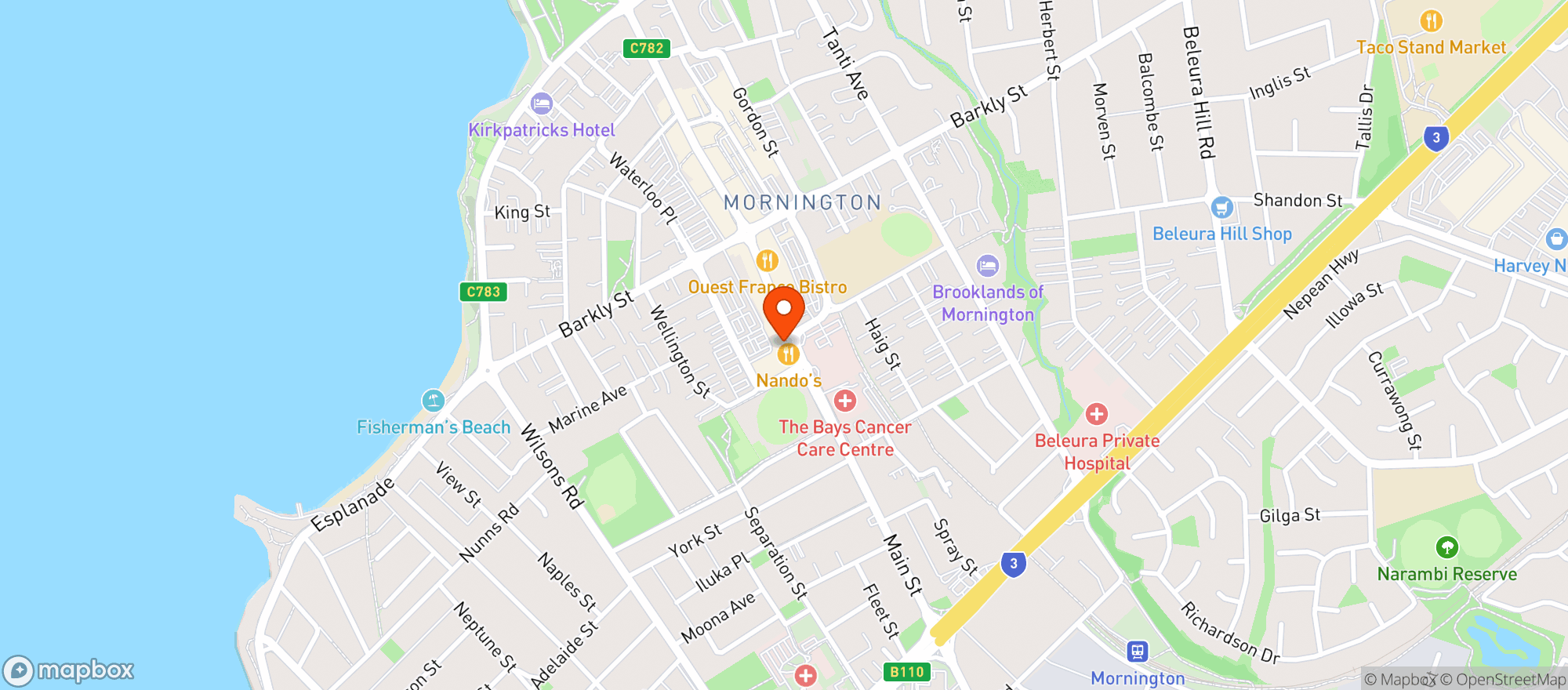 Map showing Mornington Dan Murphys