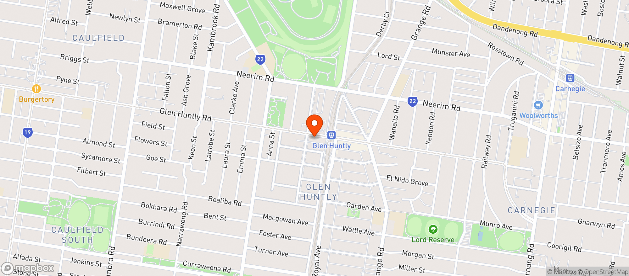 Map showing Bottle-O Glen Huntly