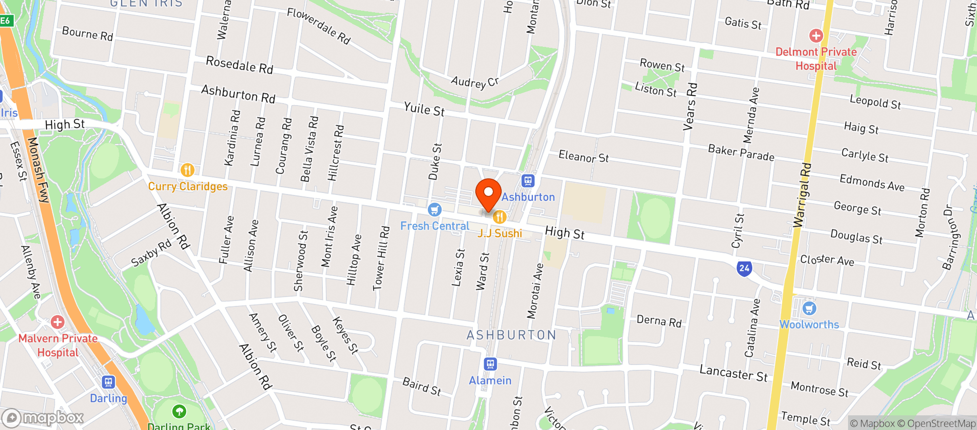 Map showing Liquorland Cellars Ashburton