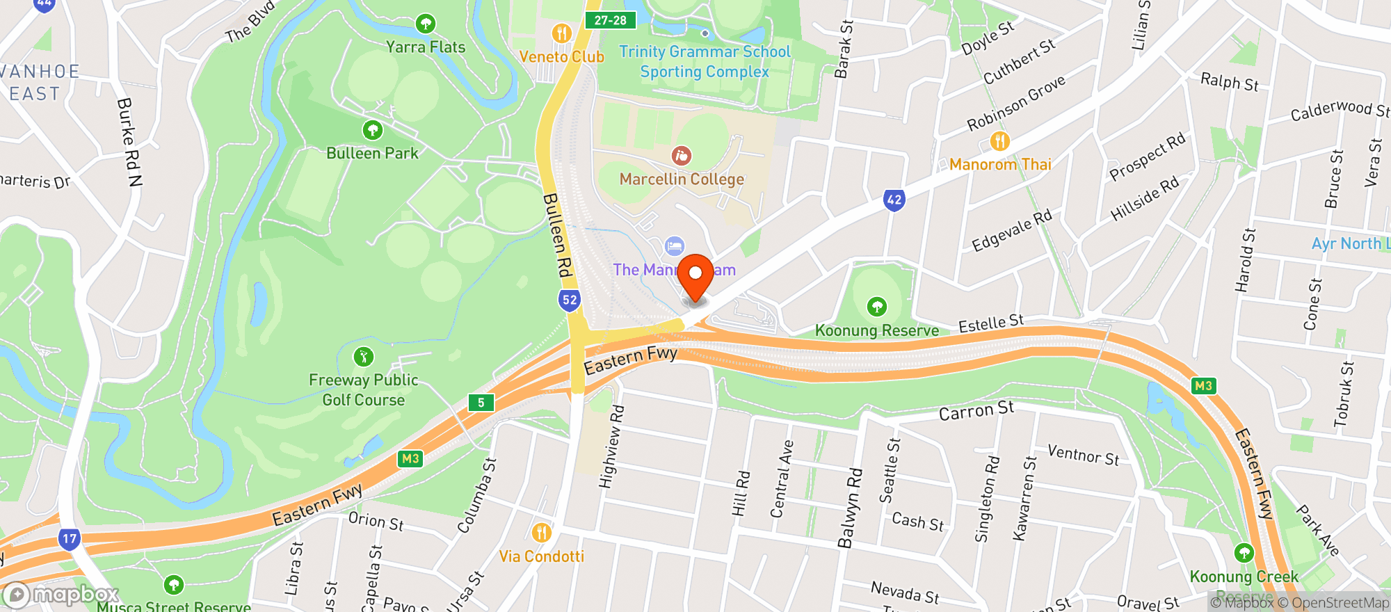 Map showing Bulleen Dan Murphys