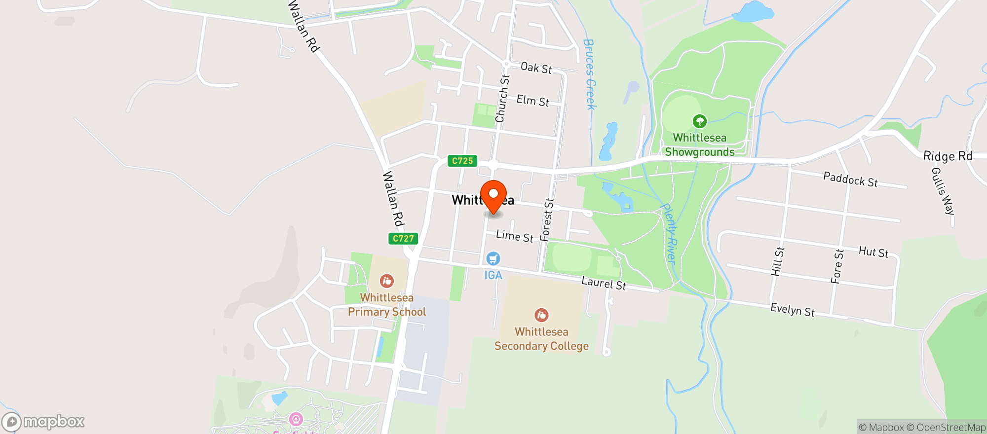 Map showing Bottlemart Whittlesea