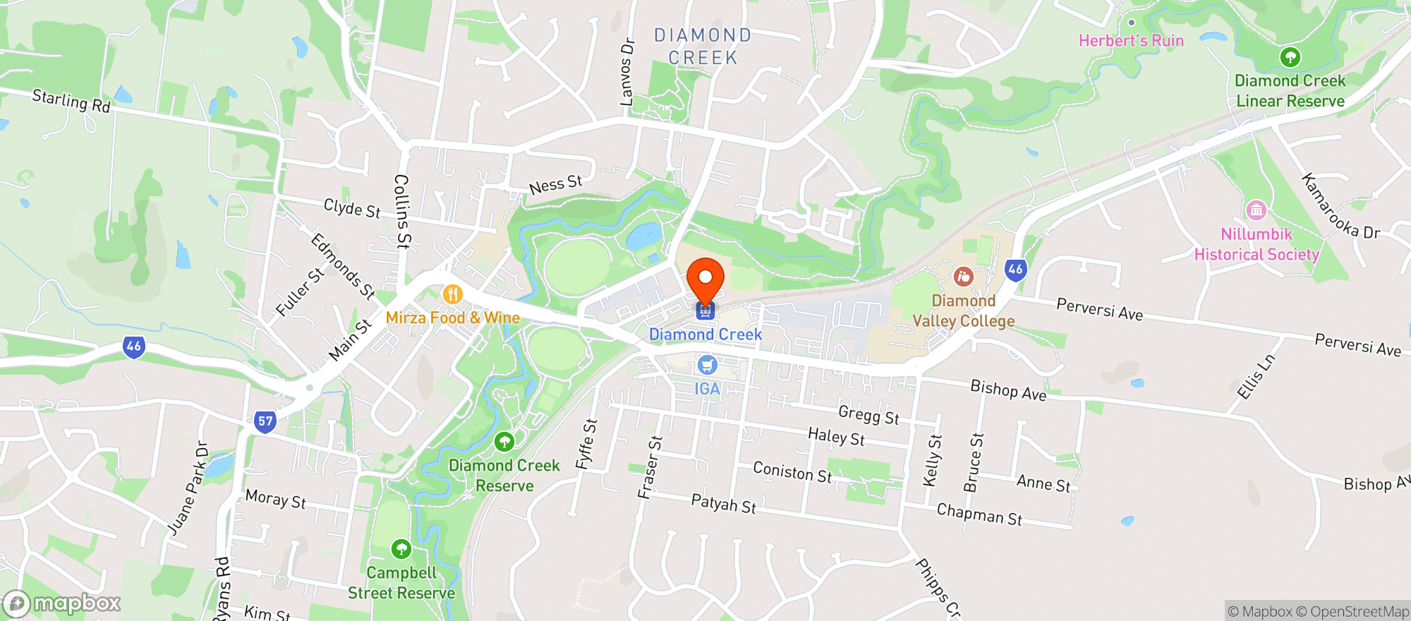 Map showing Liquorland Diamond Creek