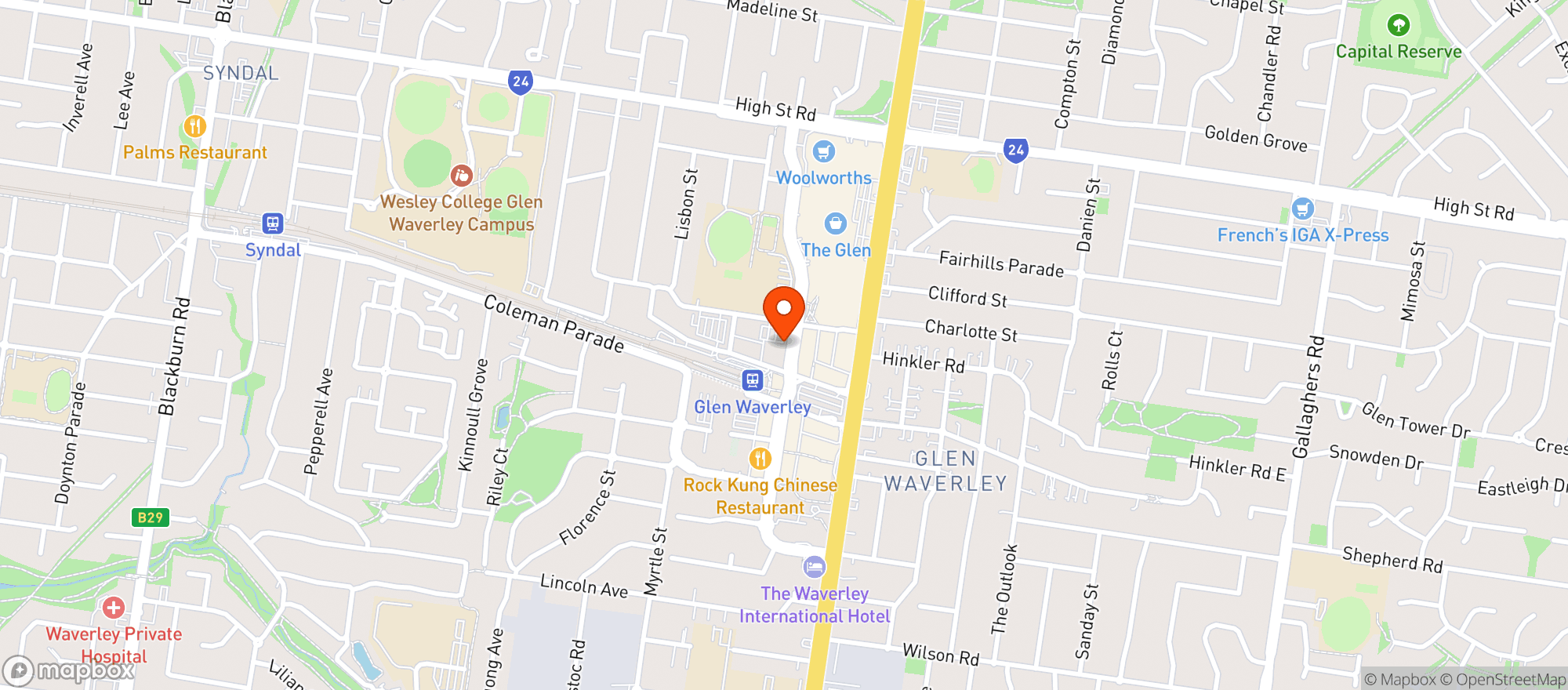 Map showing Glen Waverley Dan Murphys