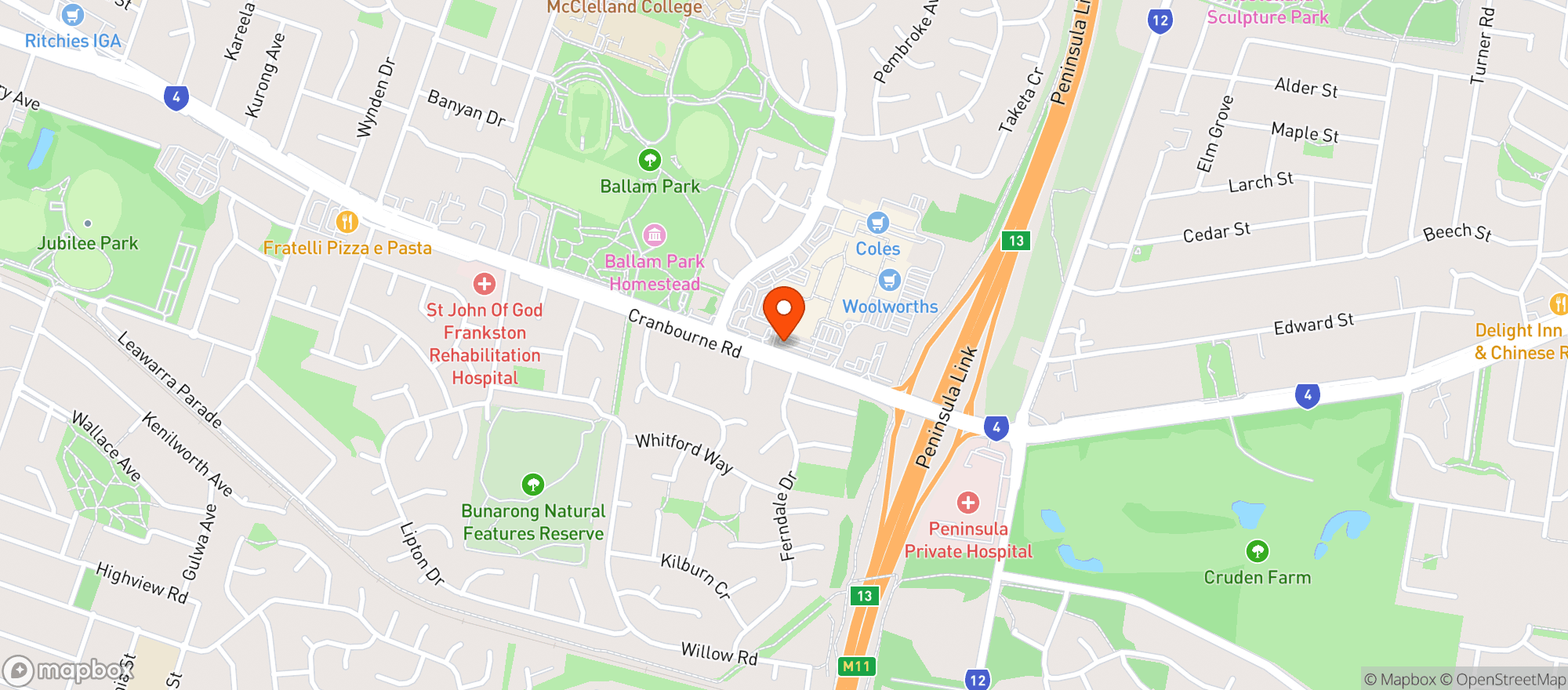 Map showing Liquorland Karingal Hub