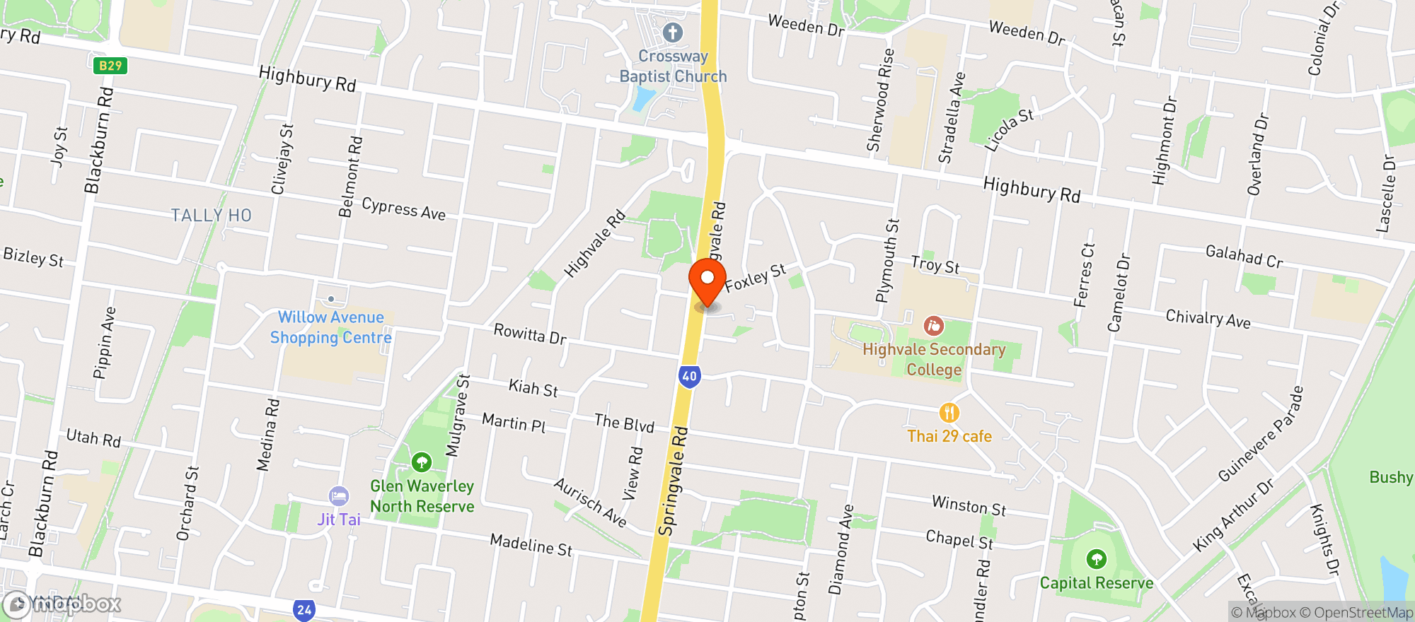 Map showing Woolworths Metro - Hawker