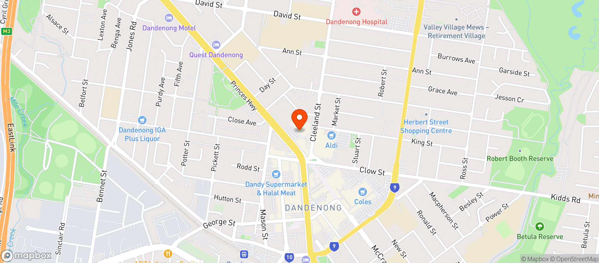 Map showing Liquorland Dandenong