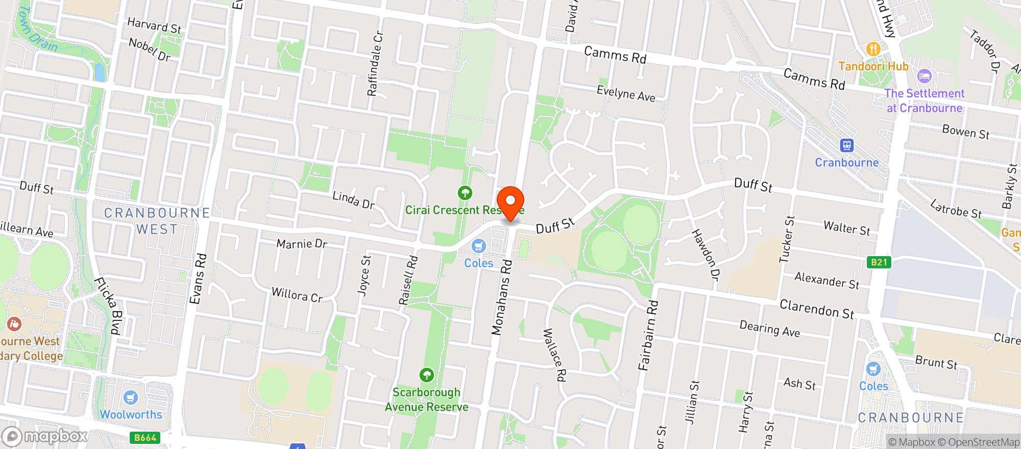 Map showing Liquorland Cranbourne West