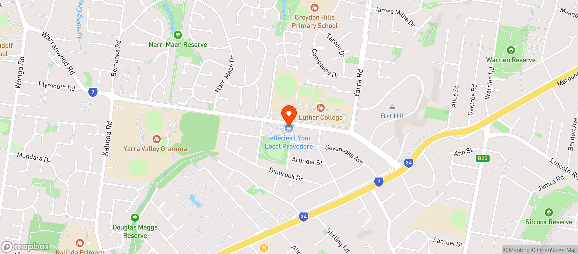 Map showing Jefferies Liquor Croydon