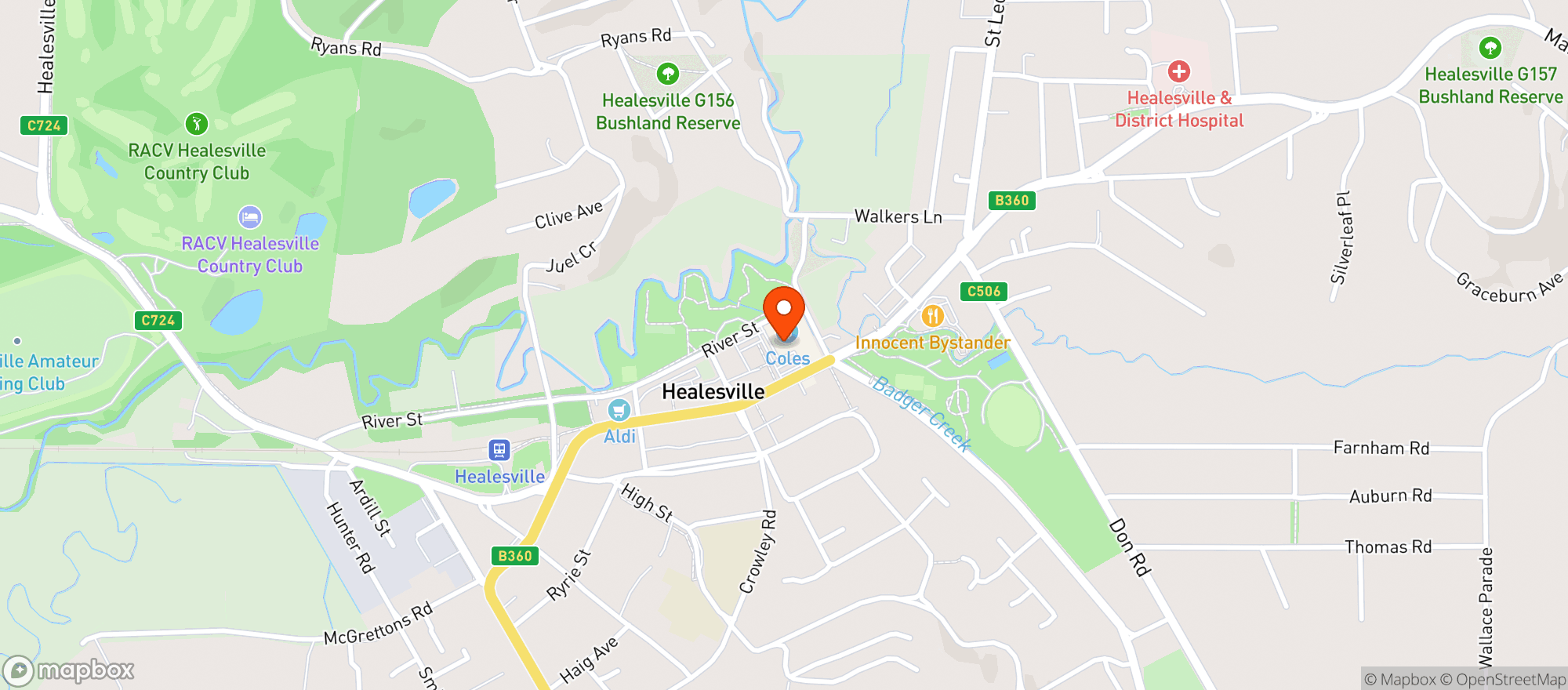 Map showing Liquorland Healesville