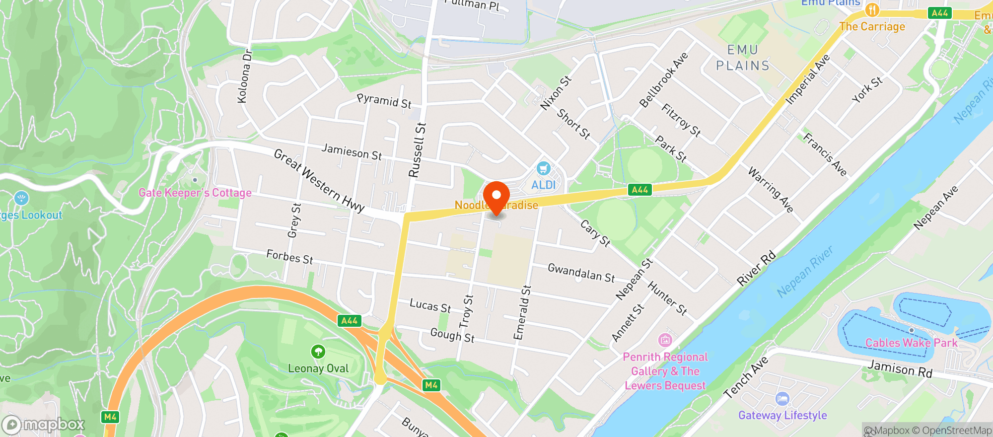 Map showing Liquorland Penrith Westfield