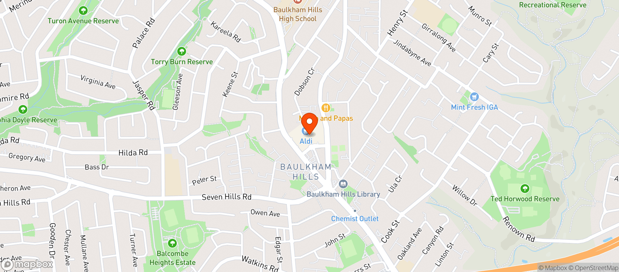 Map showing Panetta Mercato Baulkham Hills