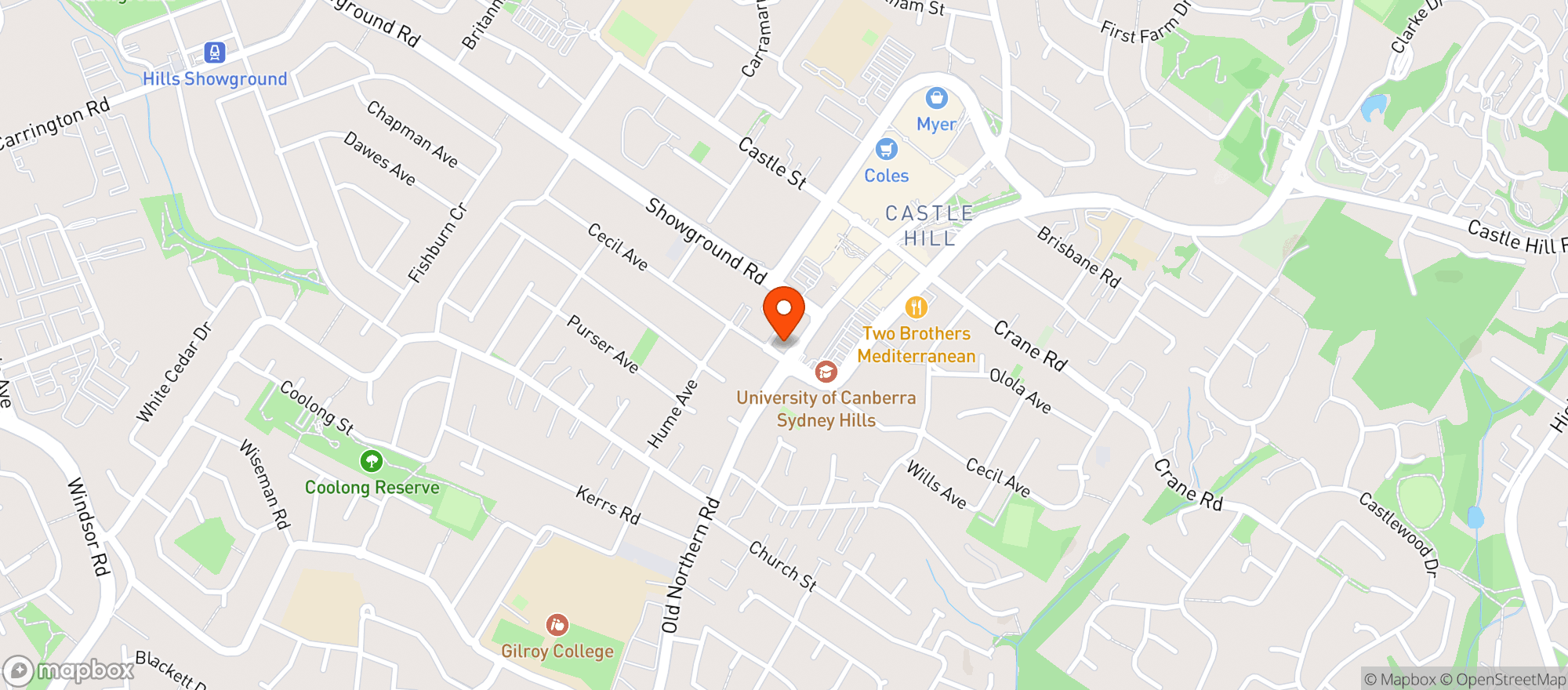 Map showing Castle Hill Dan Murphys