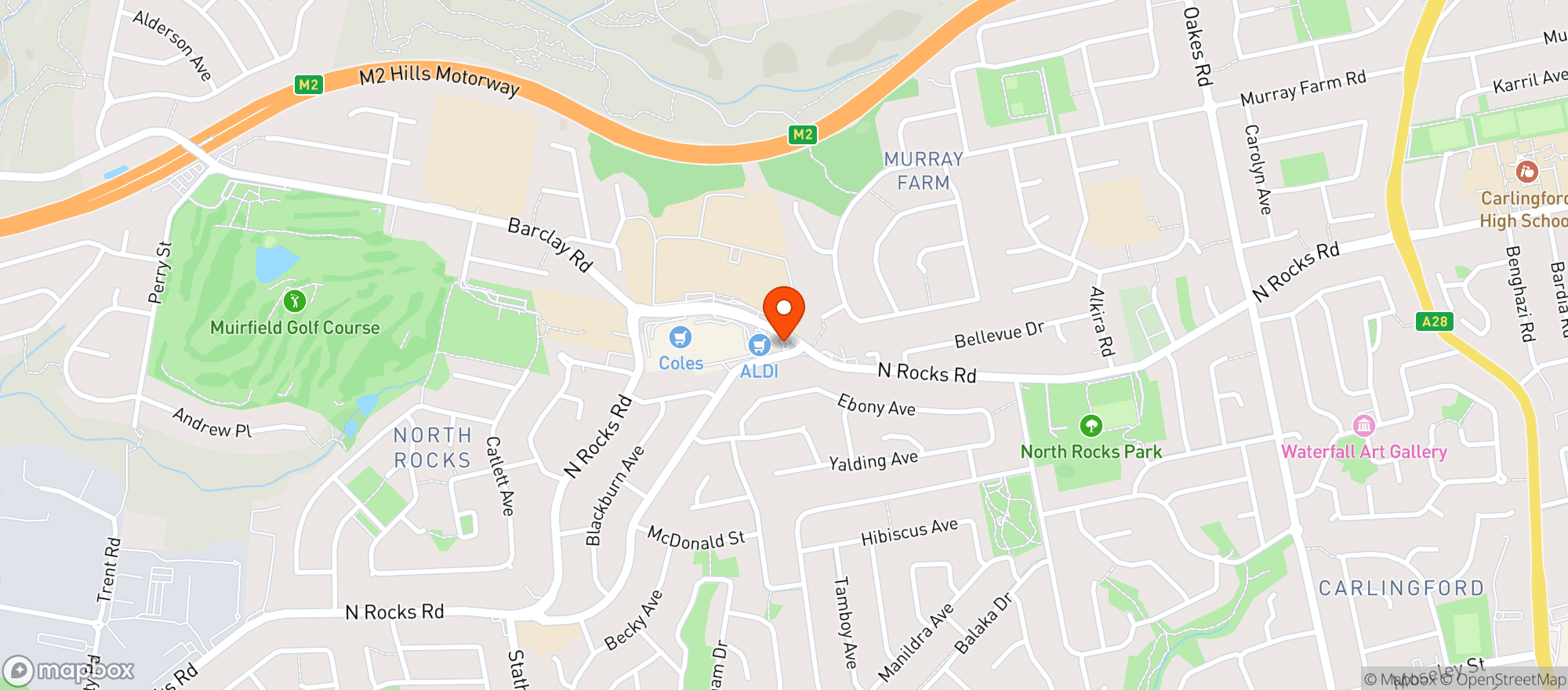 Map showing Liquorland Warehouse North Rocks