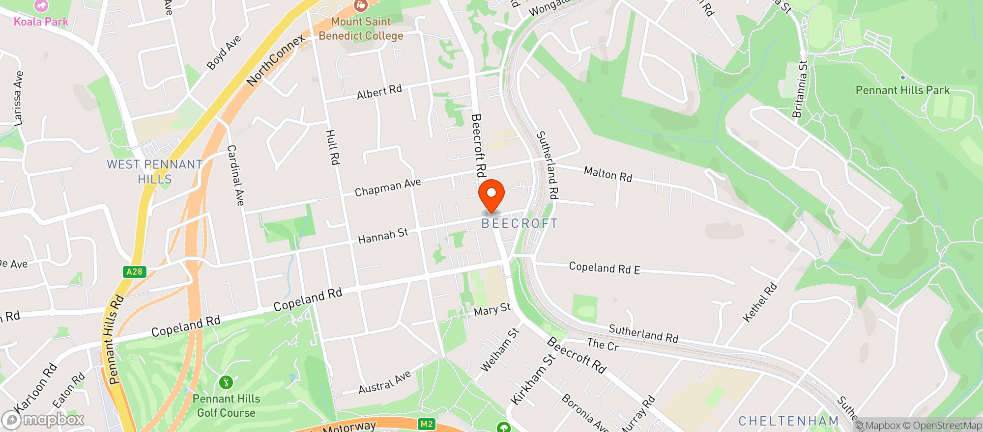 Map showing Beecroft BWS