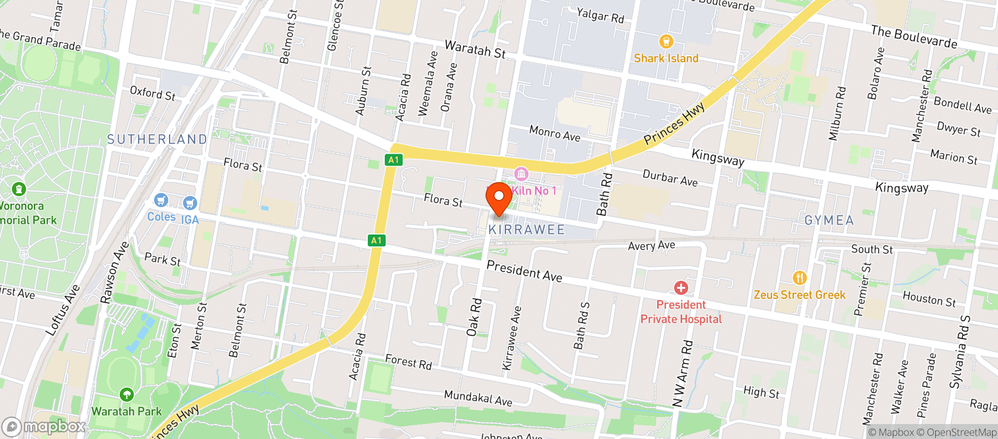 Map showing Smalls Cellar Kirrawee