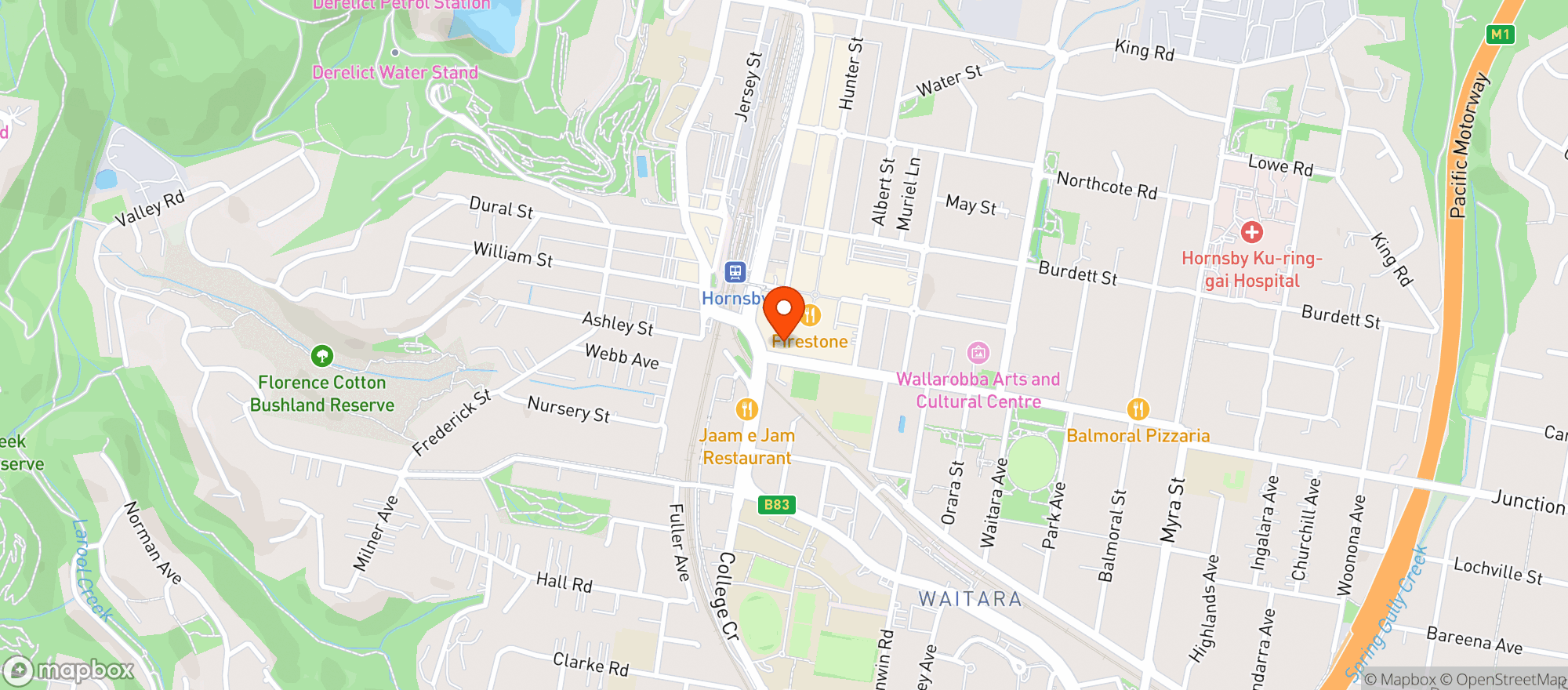 Map showing Hornsby Dan Murphys