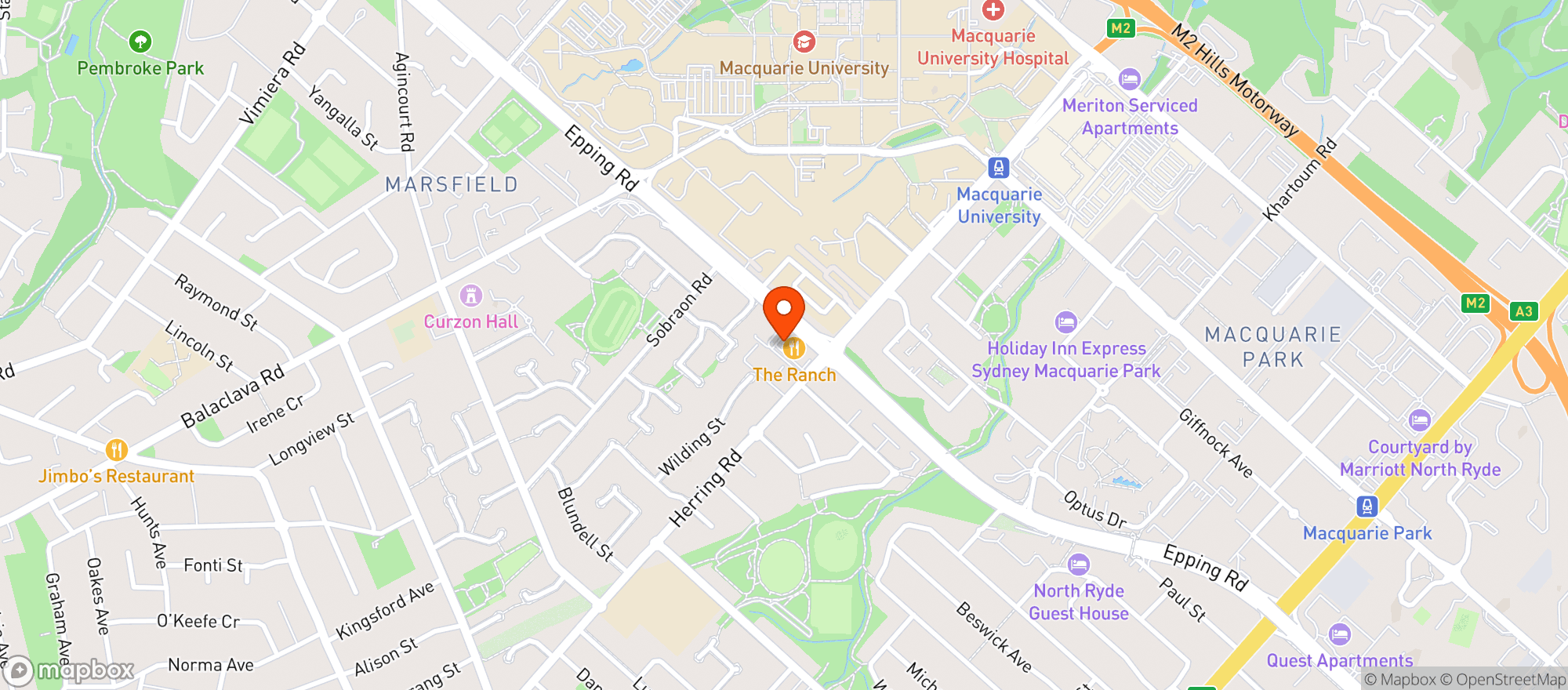 Map showing North Ryde Dan Murphys