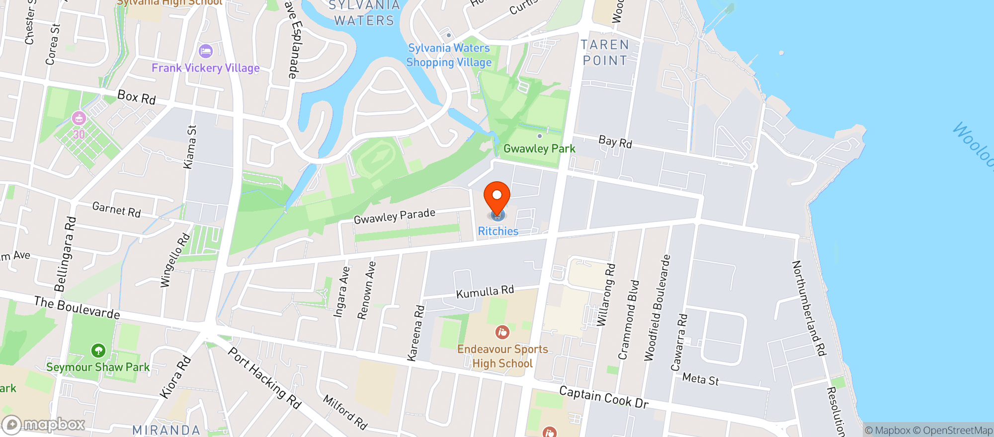 Map showing Supa Iga Taren Point