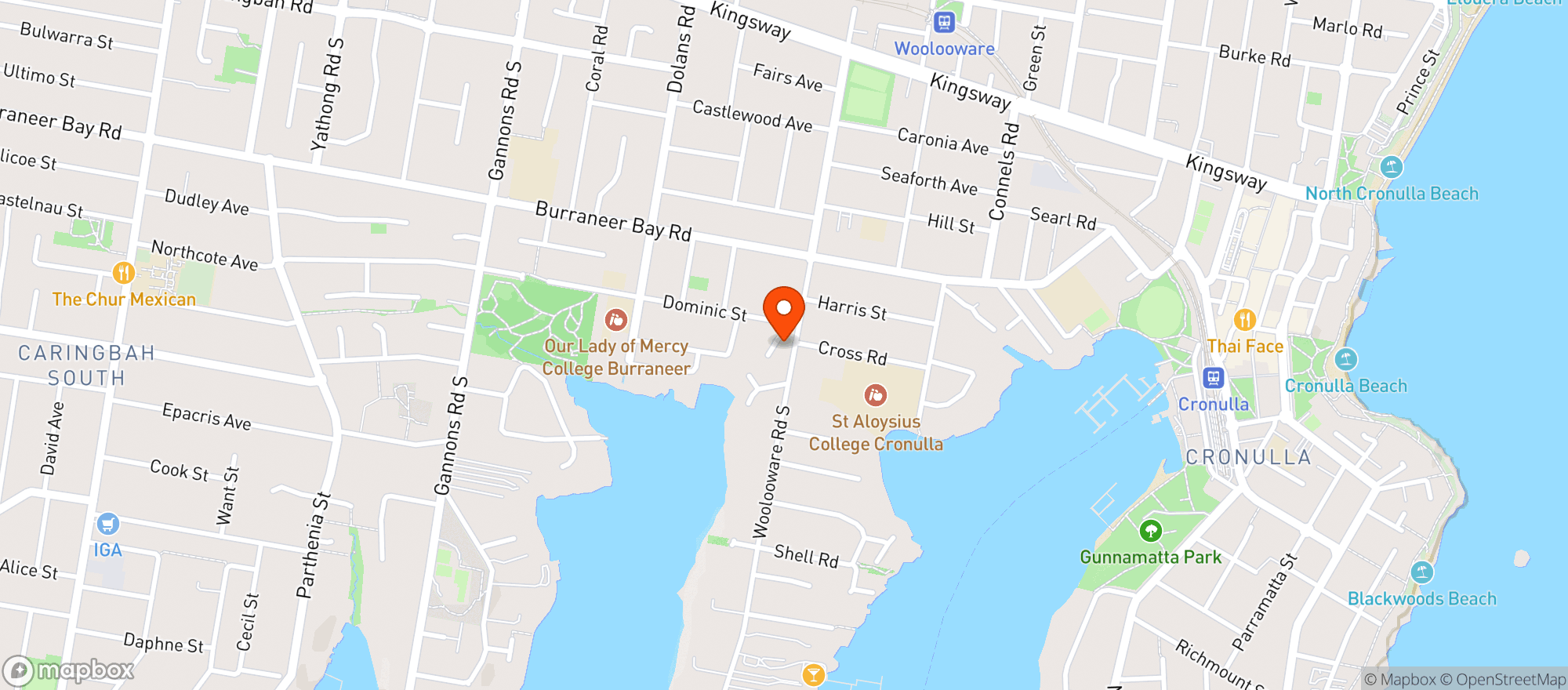 Map showing Burraneer Bay BWS