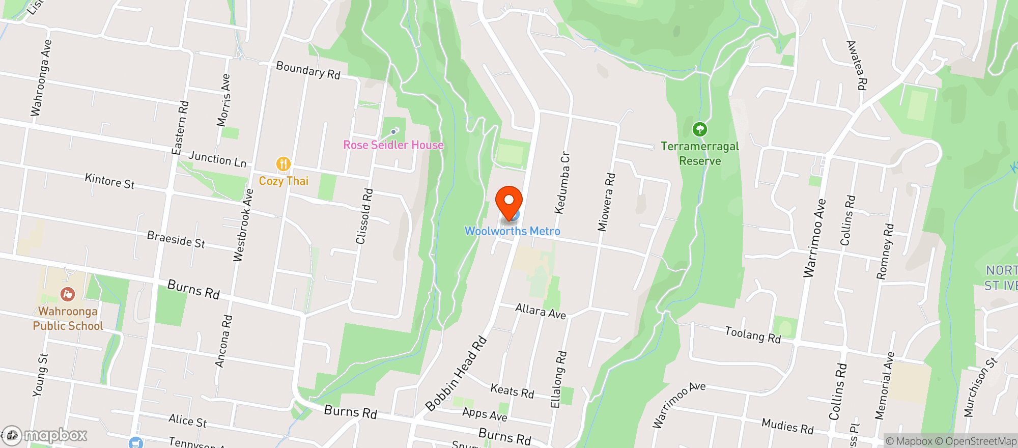 Map showing North Turramurra BWS