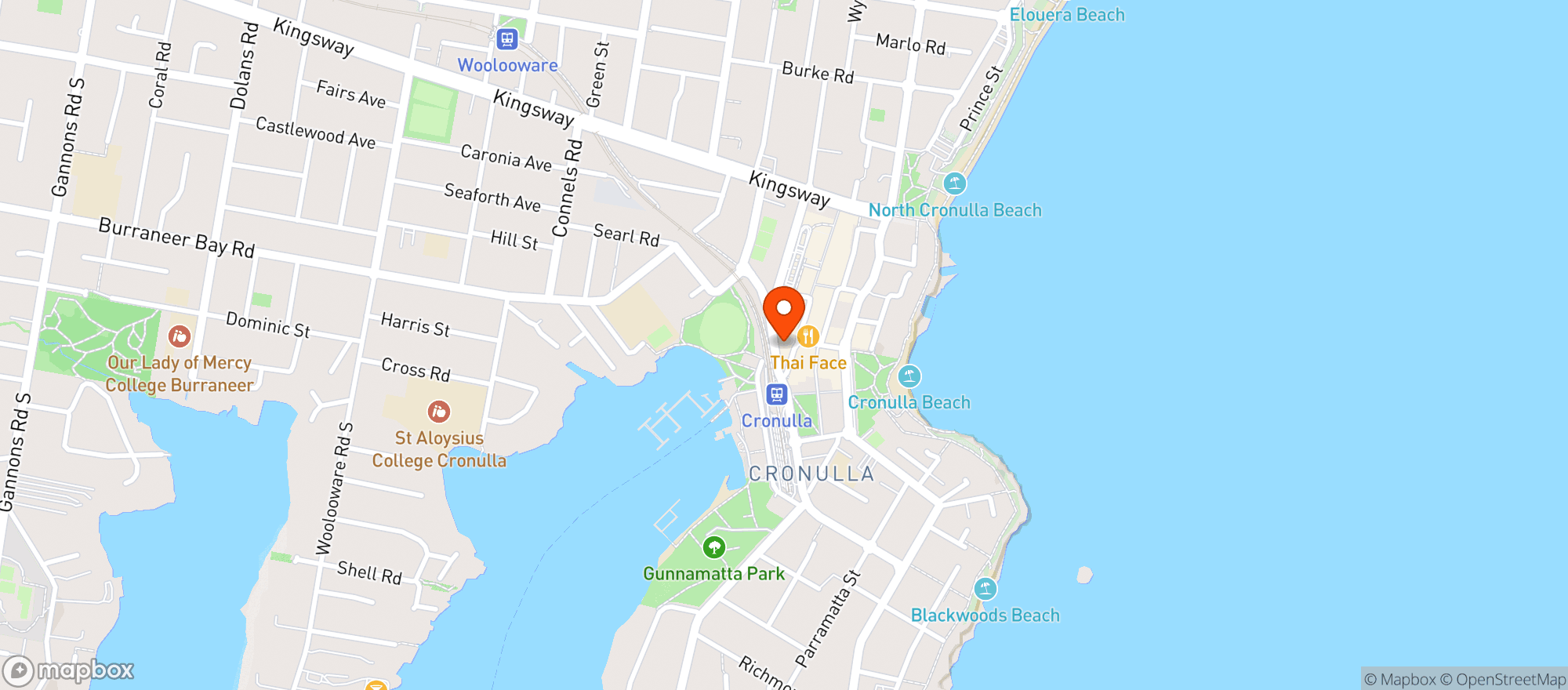 Map showing Woolworths Metro - Cronulla CNV