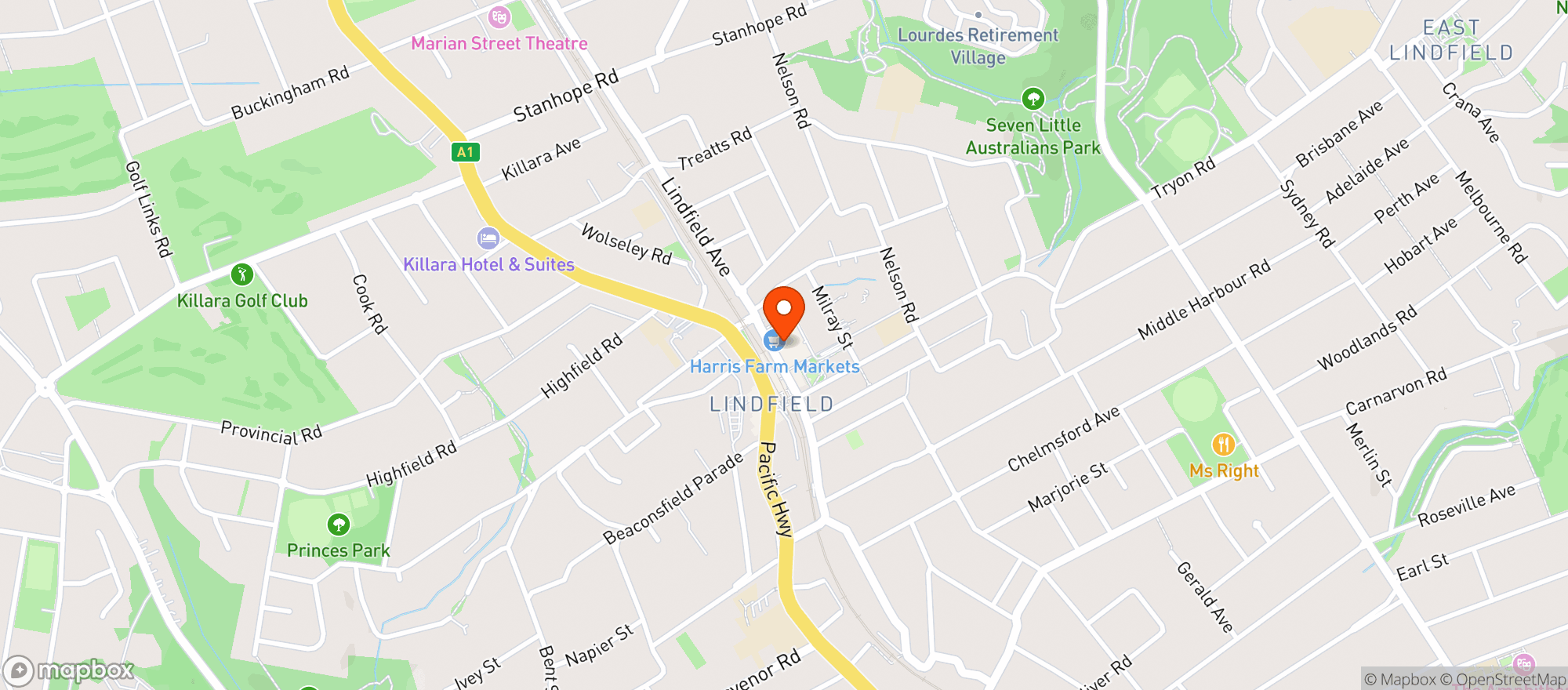 Map showing Lindfield Village BWS