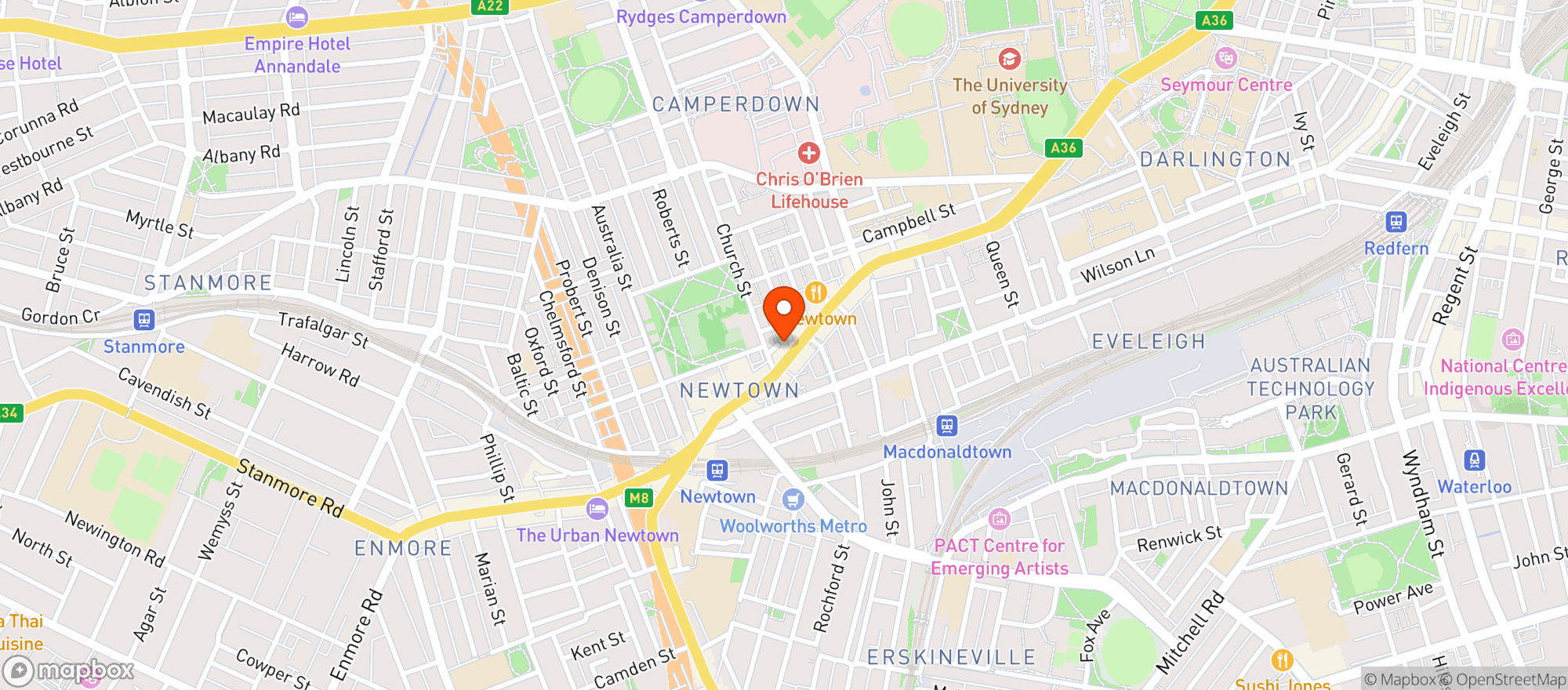 Map showing Coopers Hotel
