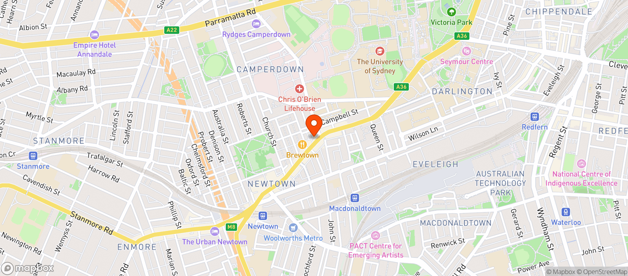 Map showing Corridor Newtown