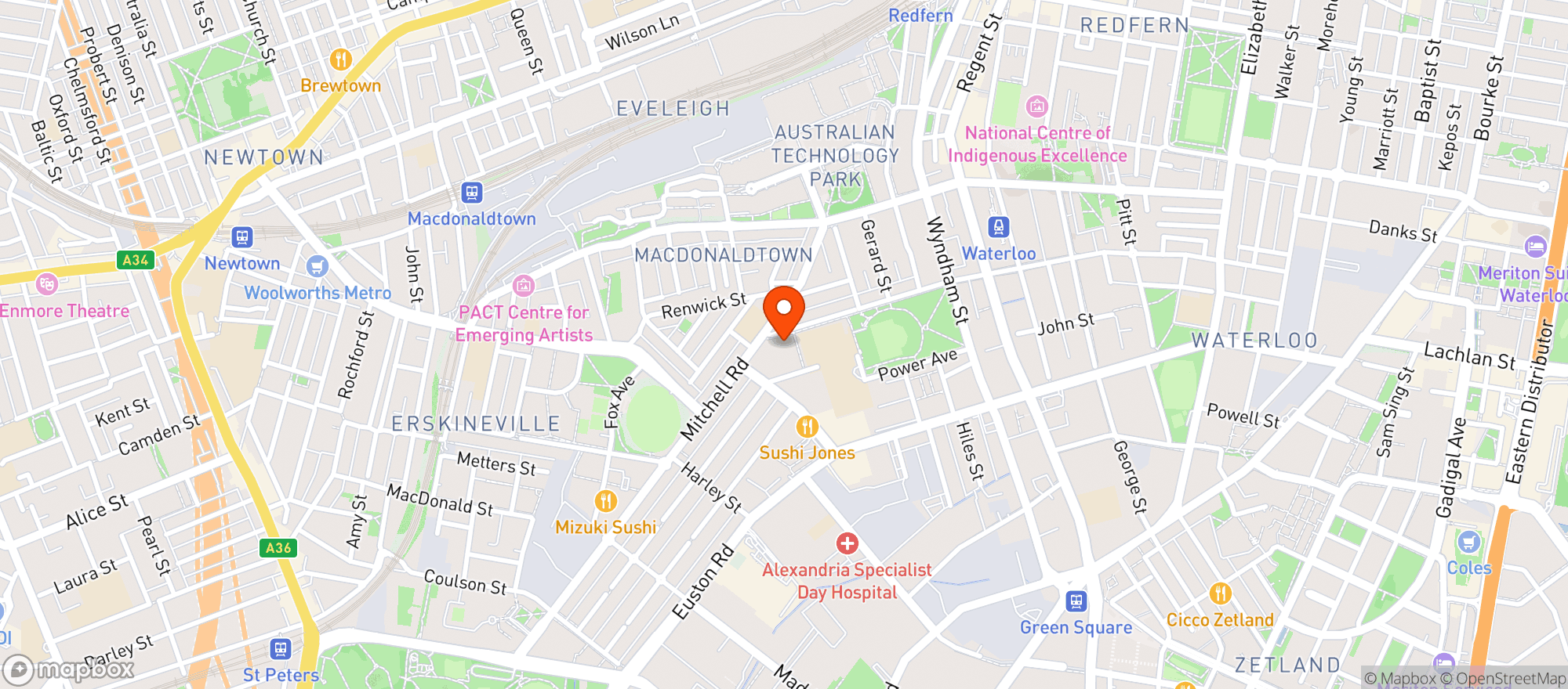 Map showing Woolworths Metro - Alexandria Metro