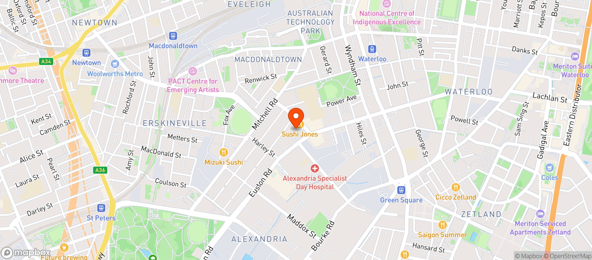 Map showing Alexandria Dan Murphys