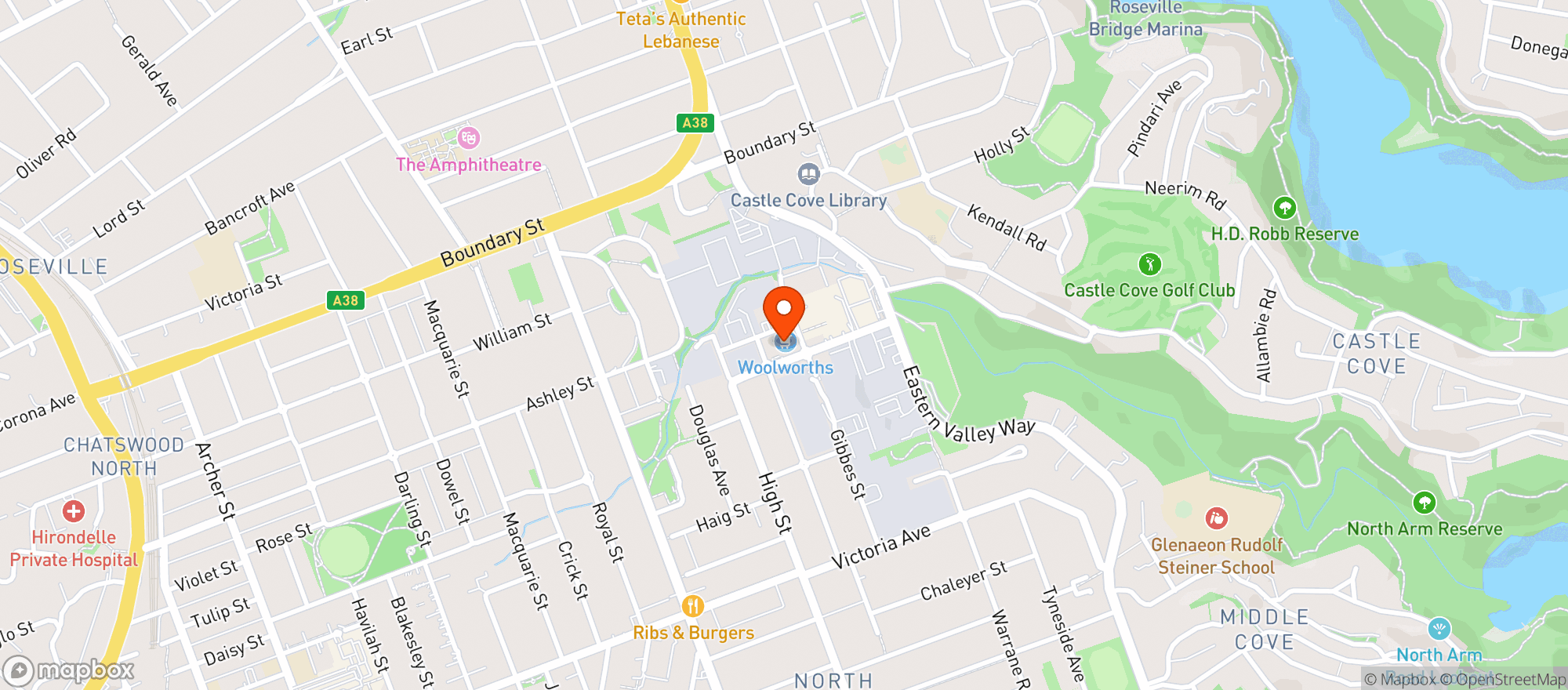 Map showing Chatswood East - BWS