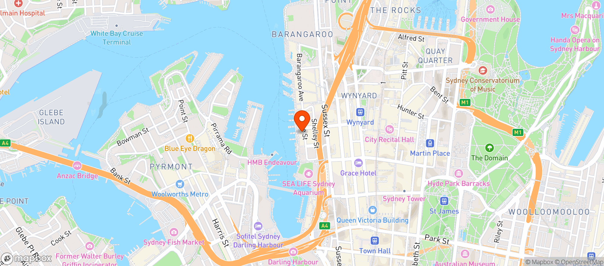 Map showing Strike Bowling Darling Harbour