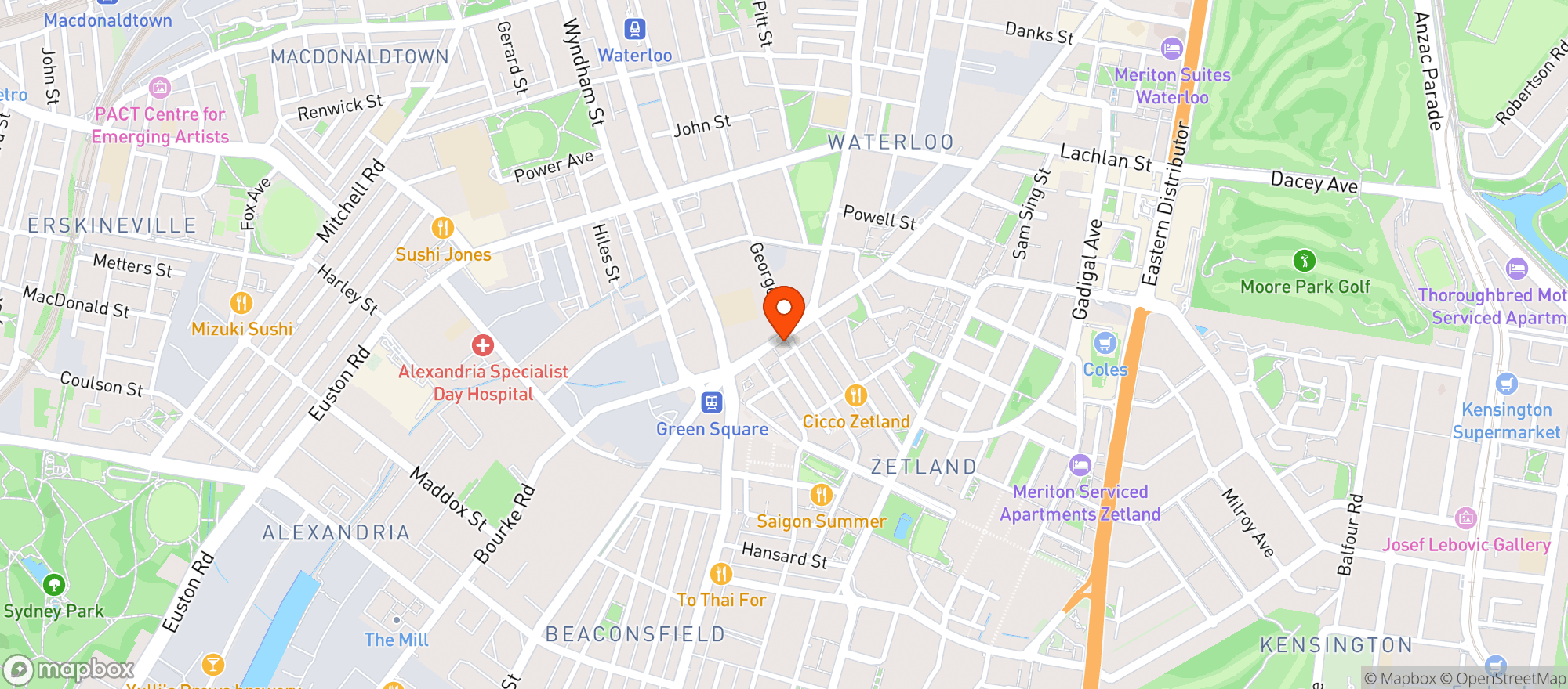 Map showing Woolworths Metro - Green Square Metro