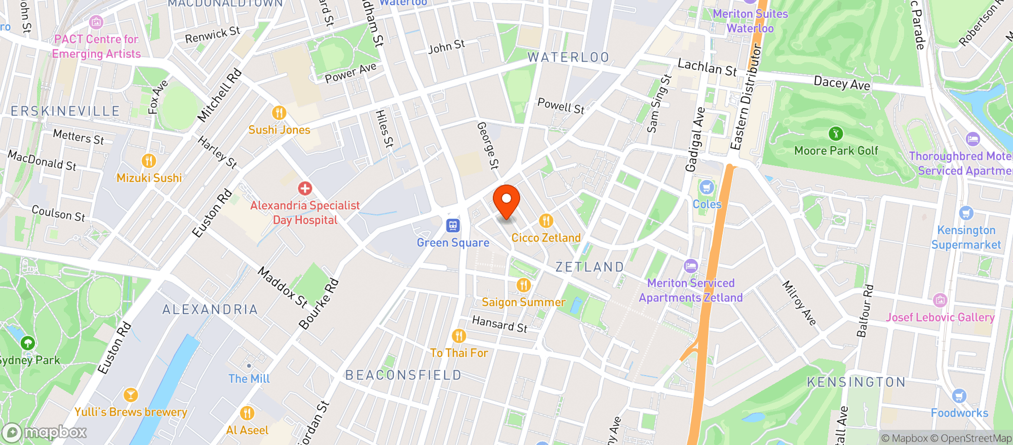 Map showing Green Square Town Centre - BWS