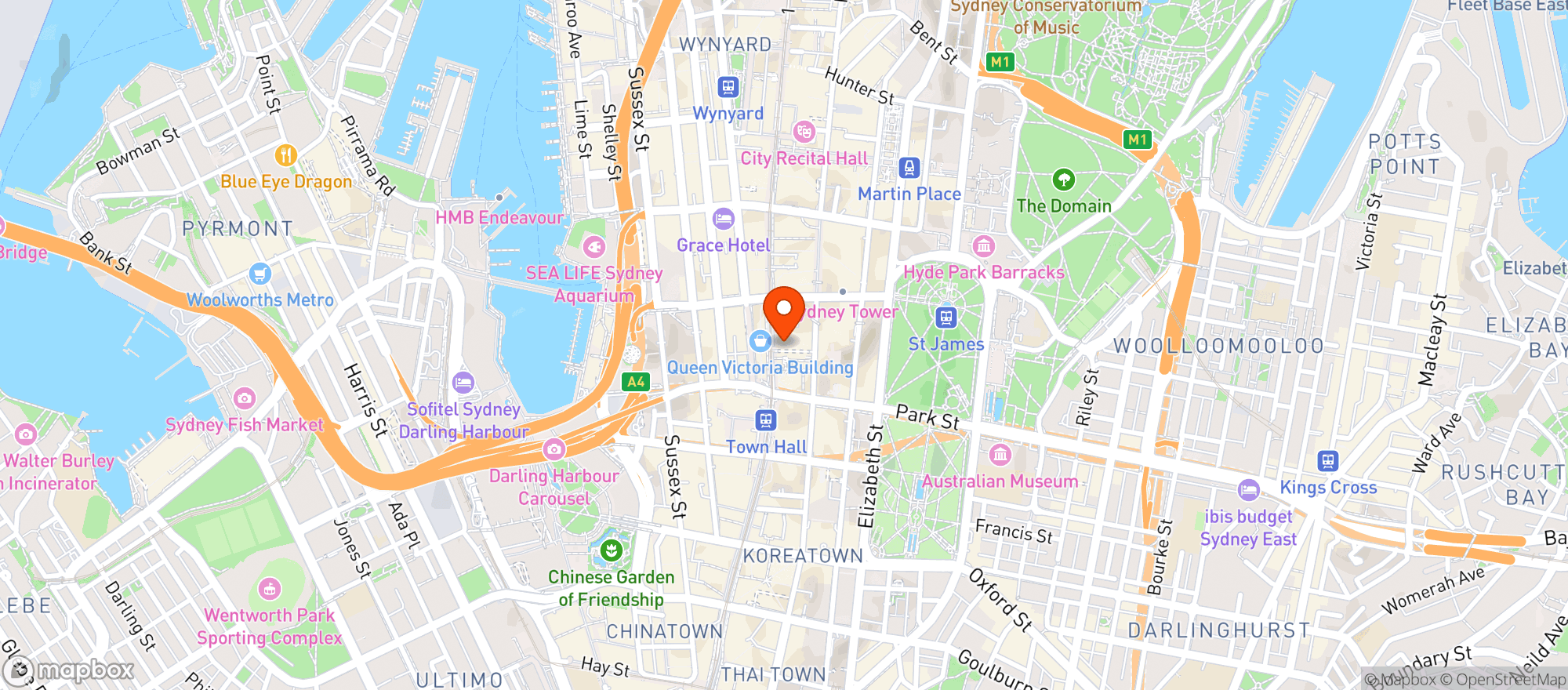 Map showing Hilton Sydney