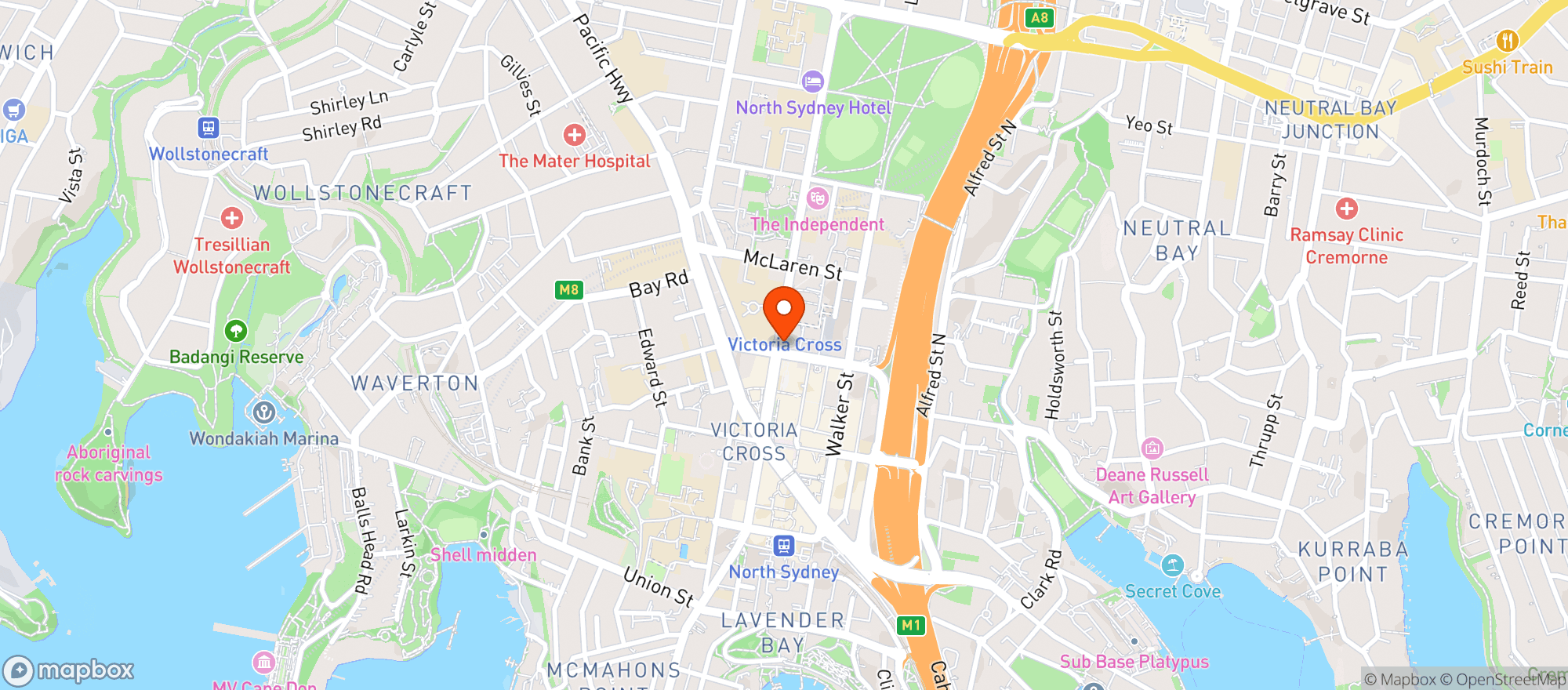 Map showing Rag & Famish Hotel