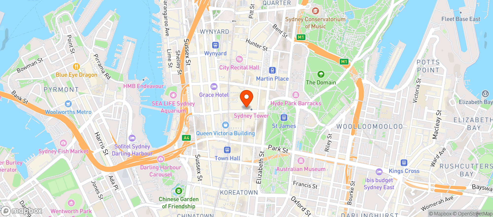 Map showing Bar 83 At Sydney Tower