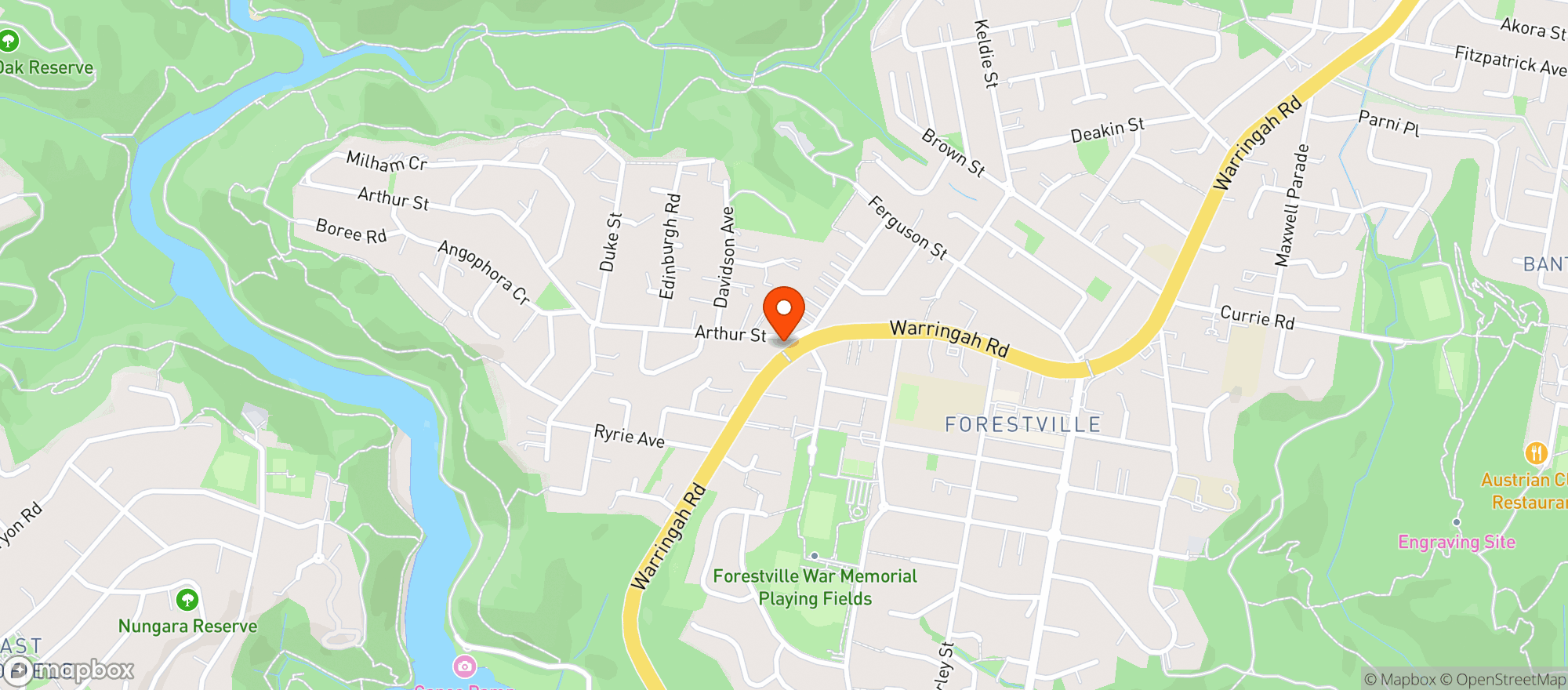 Map showing Liquorland Warehouse Forestville