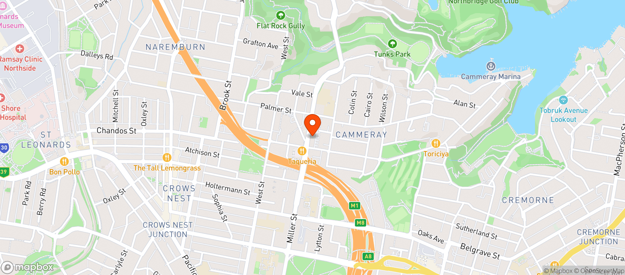 Map showing Cammeray BWS