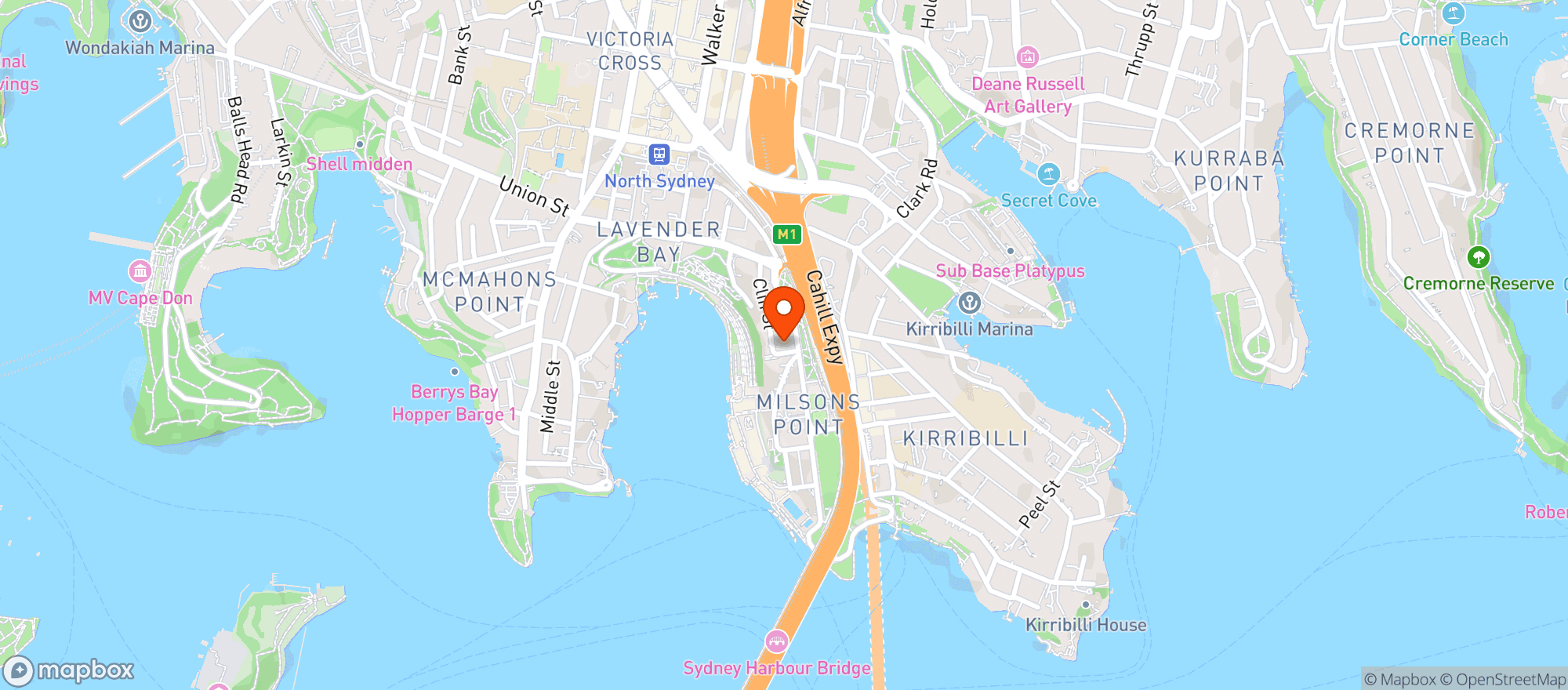 Map showing QE Foodstores Milsons point