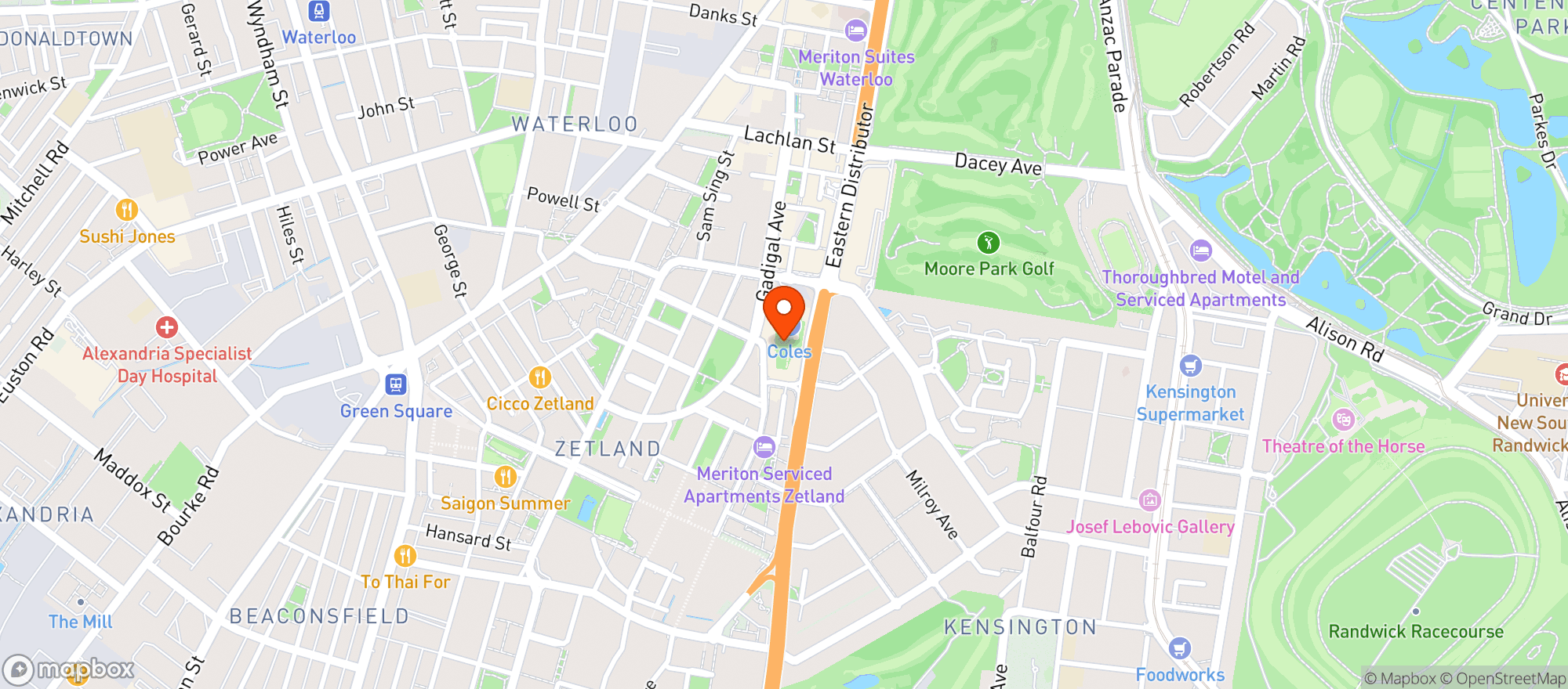 Map showing Liquorland East Village