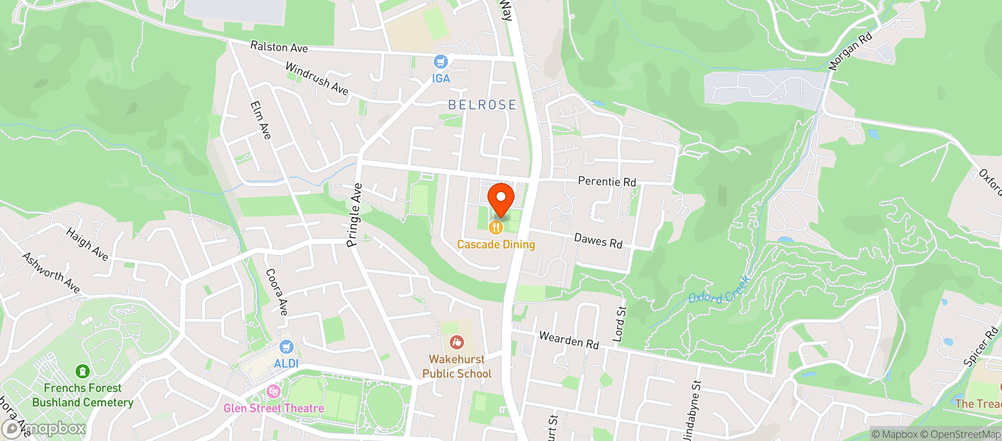 Map showing Belrose Bowling Club