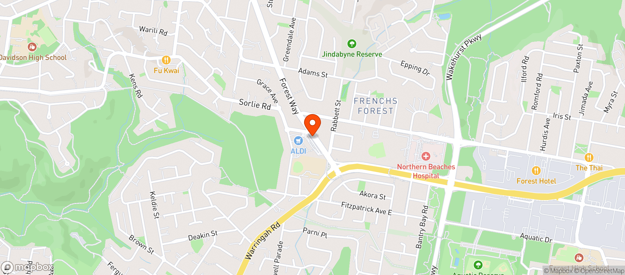Map showing Liquorland Frenchs Forest