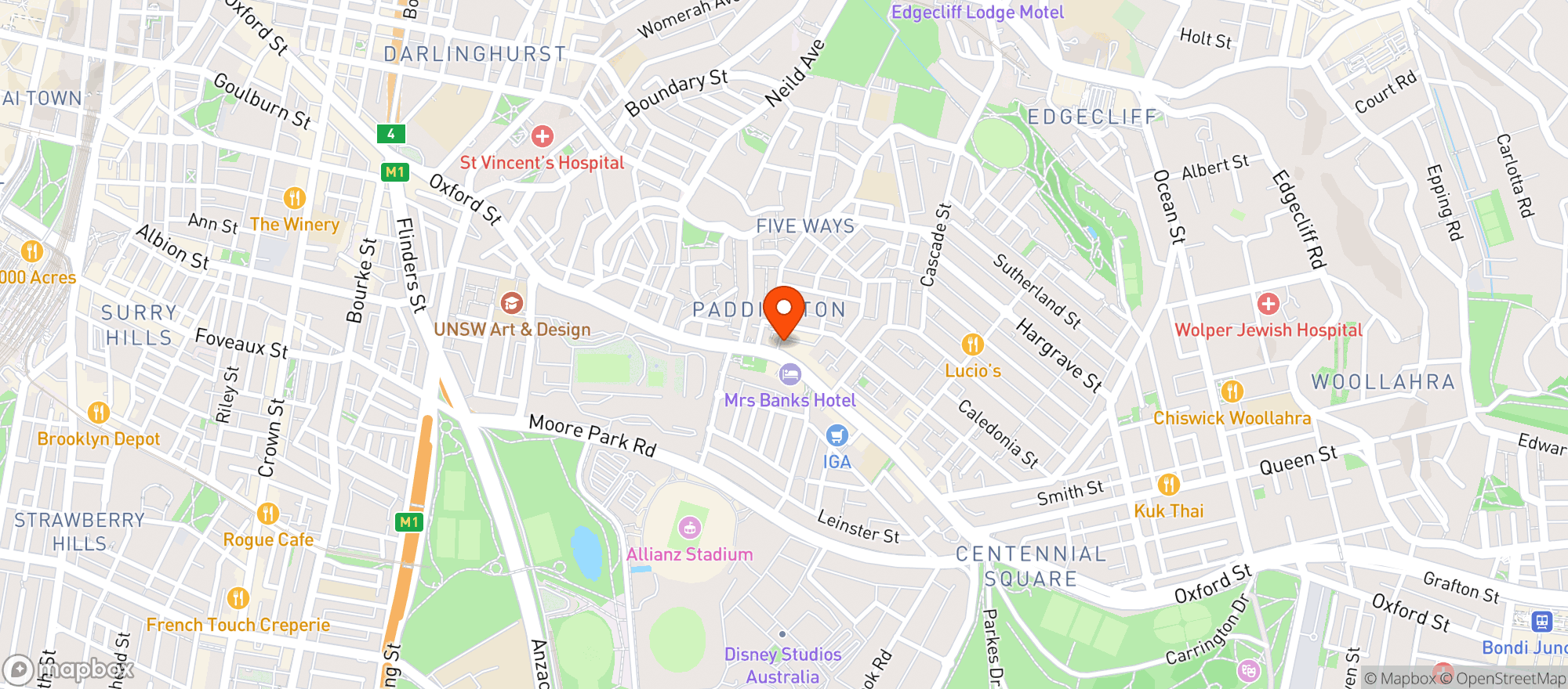 Map showing P&V Paddington