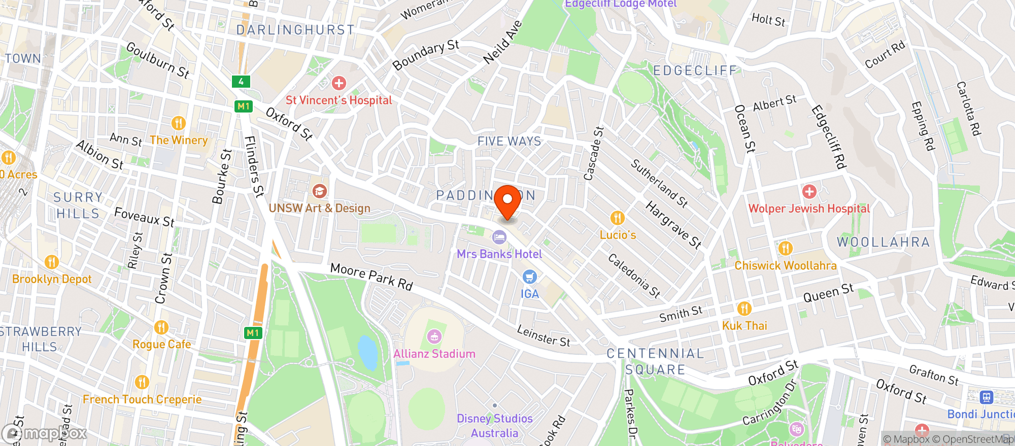 Map showing Oxford Street BWS