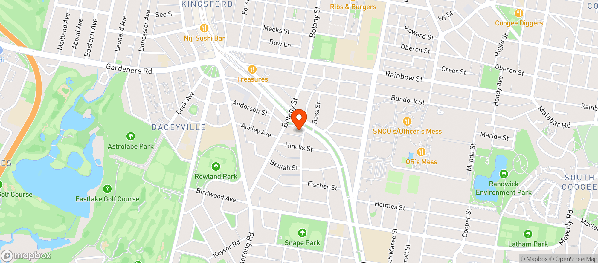 Map showing Kingsford Dan Murphys
